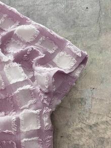 AXEPEAK Camisa corta de manga corta tejida a cuadros para hombres, adecuada para el verano - Púrpura malva - Ver 5