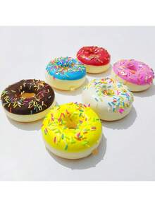1 pieza Llavero ornamental con imán de pan, juguete de comida esponjoso de donut simulado de PU de rebote lento - Multicolor - Ver 1
