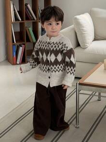DAZY Infant/Toddler Boys' Crew Neck Diamond Pattern Cardigan