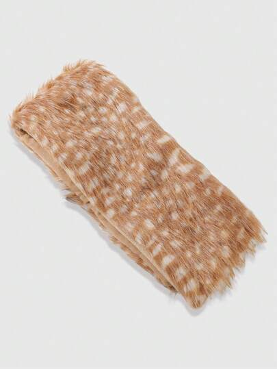 ROMWE Goth 1pc New Autumn/Winter Plush Deer Pattern Headband For Women, Warm, Cute, Versatile, Atmospheric Accessory