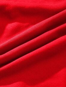 Sudaderas De Mujer De Manga Larga De Color Liso Y Forro Polar,Hombros Caídos - Rojo - Ver 2