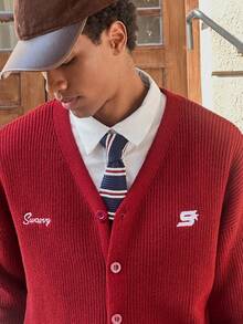 SWAVVY 男士休闲字母刺绣开衫，秋冬款