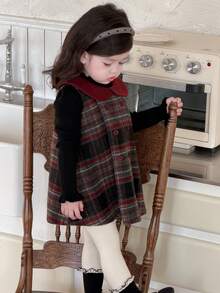 DAZY Toddler Girls' Plaid Sleeveless Layered Dress, Autumn/Winter - Red - View 1