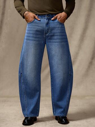 Manfinity Hypemode Men's Casual Street Style Loose Fit Distressed Straight Leg Jeans