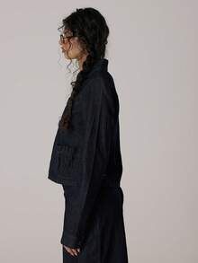 MUSERA Peticoat Long Sleeve Button Denim Co-Ord Top Only Denim Casual Cute Winter Cosy Lounge Coco Cloud - Navy Blue - View 3