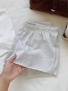 Comfortcana Women's Solid Color Elastic Waist Loose Casual Shorts