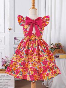 小女孩碎花圆领短袖可爱连衣裙 - 彩色 - 查看 8