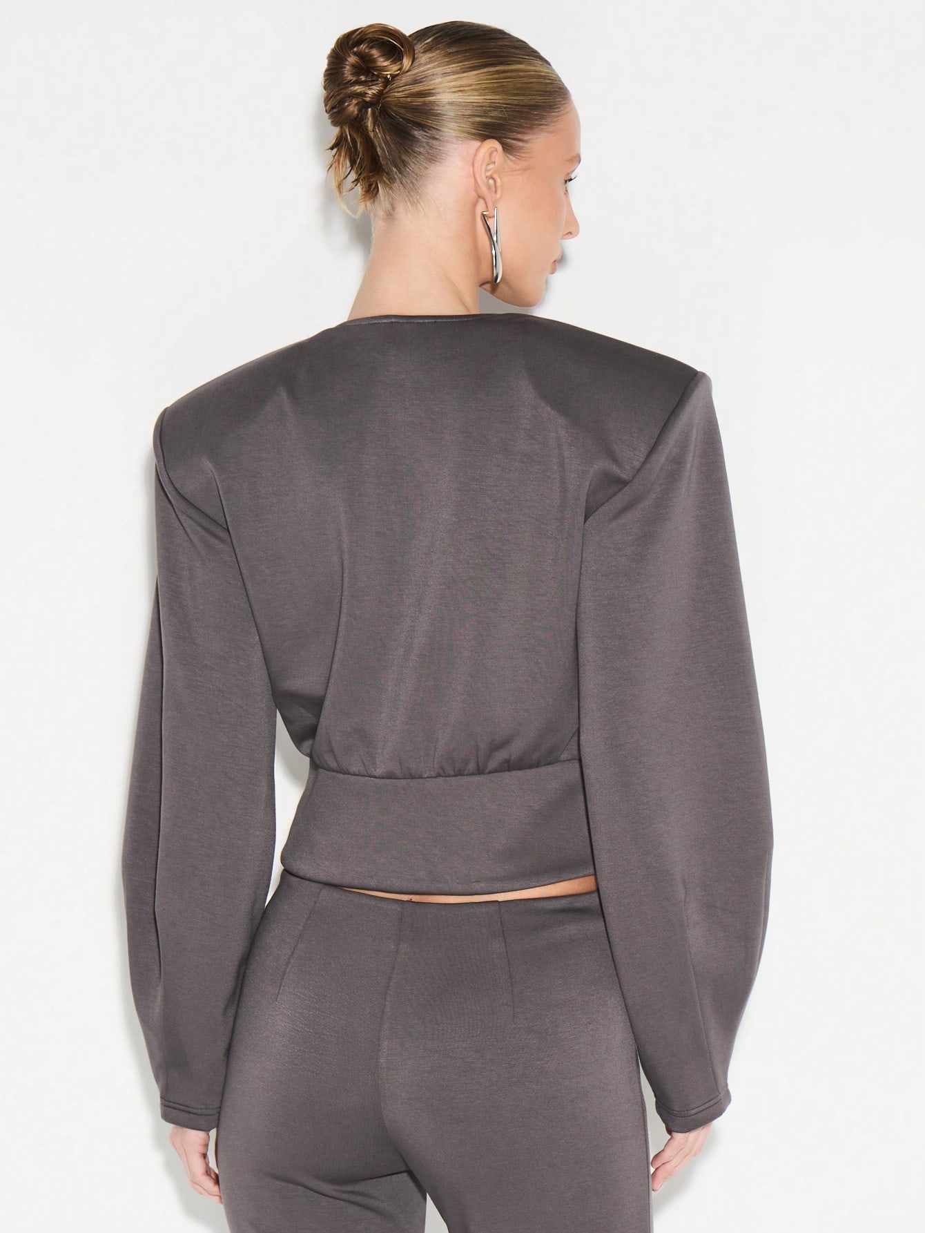 KIZN Button Front Cardigan With Shoulder Pads