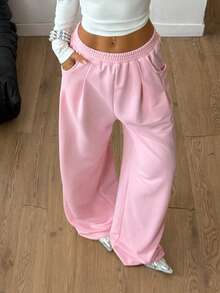 Coolane Women's Winter Basic Sport Going Out Streetwear Fashion Daily Wear Casual Comfortable Pink Baggy Low Rise  Corduroy Textured Long Pants - Pink - View 4