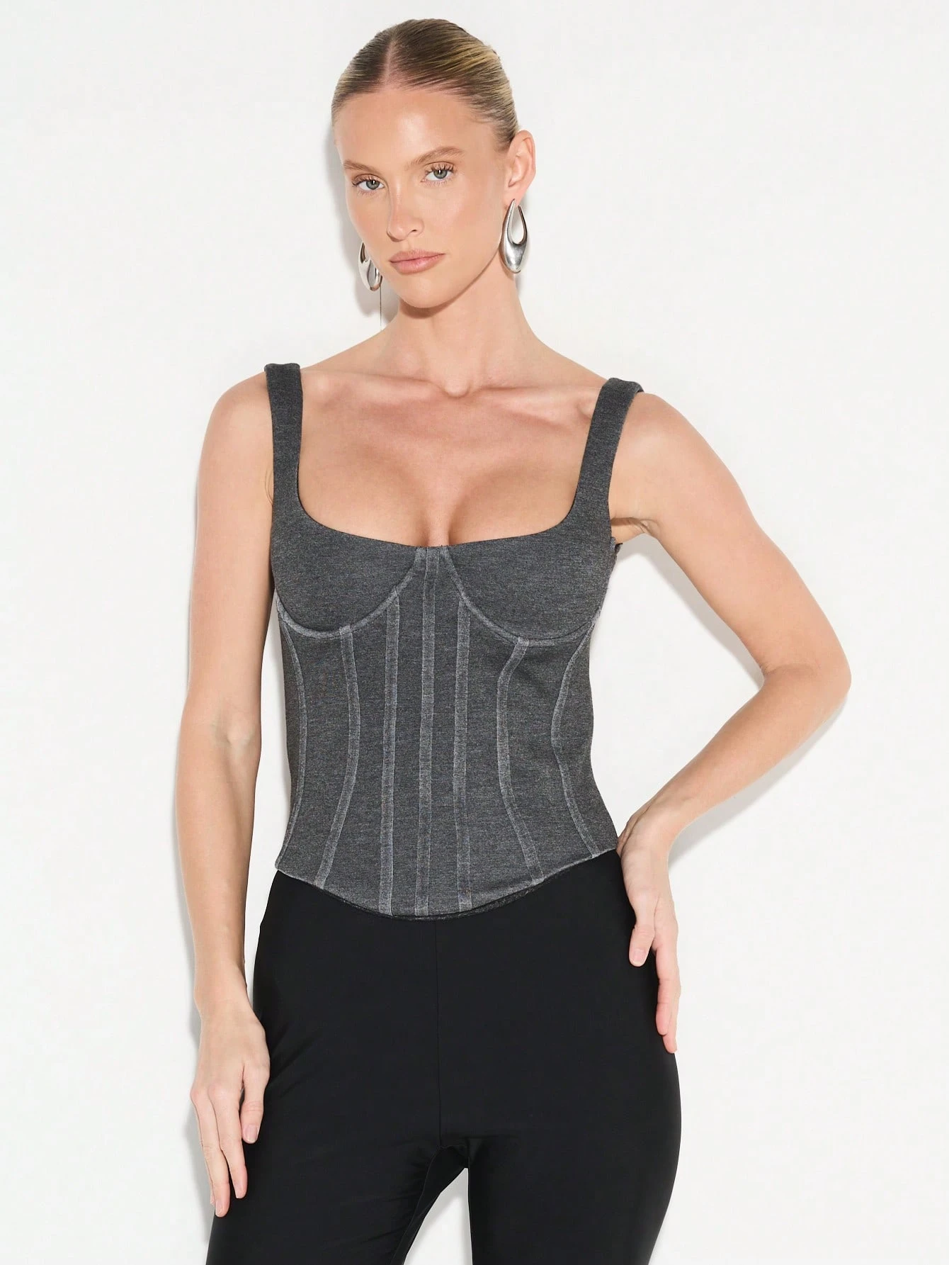 KIZN Structured Corset Tank With Square Neckline