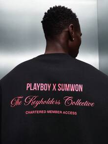 PLAYBOY X SUMWON Áo nỉ cổ tròn Crop Fit X Keyholders Collective Thời trang đường phố đô thị - màu đen - Xem 5