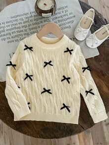 LMoss Kids LMoss Young Girl Young Girl Casual Sweater With Bow Decoration - Mustard Yellow - View 6
