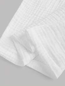 SHEIN Serisse Kids Tween Girls Daily Wear Outfits Casual Basic 100%Cotton Elastic Waistband White Pants, Wide Leg Pants, Back To School Winter Cozy Fall & Winter Styles Girl Wide Leg Pant White Long Pants Suitable For New Year, Daily, Celebration, Autumn & Winter Outfits For Easy Comfort, Autumn & Winter Layers For Girls, Stylish Girls - White - View 5