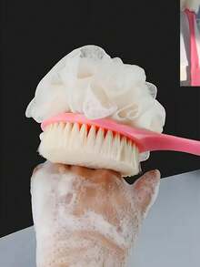 2pcs Long Handle Bath Brush, Pink/Blue Back Scrubber For Exfoliating & Shower Cleaning, Multi-Purpose Body Care Tool - Blue - View 7