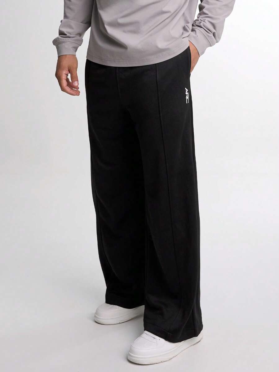 Pantalon décontracté à jambes larges pour hommes ARC, coupe ample avec poches, noir - Noir - Voir 1