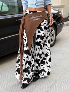 Muchica 女士牛奶纹理编织侧打结阔腿宽松休闲裤