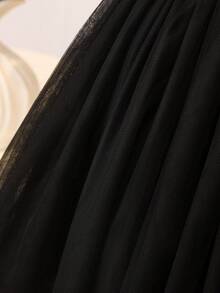 Elegant Black Sequin Cake Dress For Tween Girl, Versatile Fashion Dress - Black - View 6