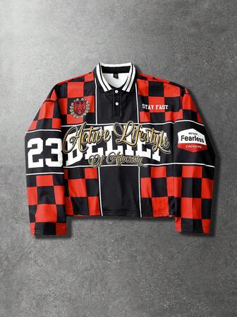 Sudadera de hombre, sudadera de calle con estampado de ajedrez americano diario