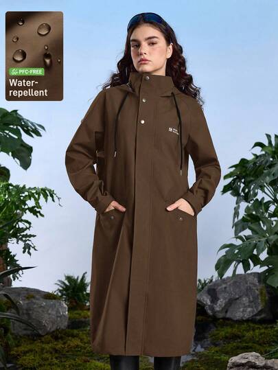 In My Nature Women's Solid Color Minimalist Outdoor Raincoat, Daily Wear