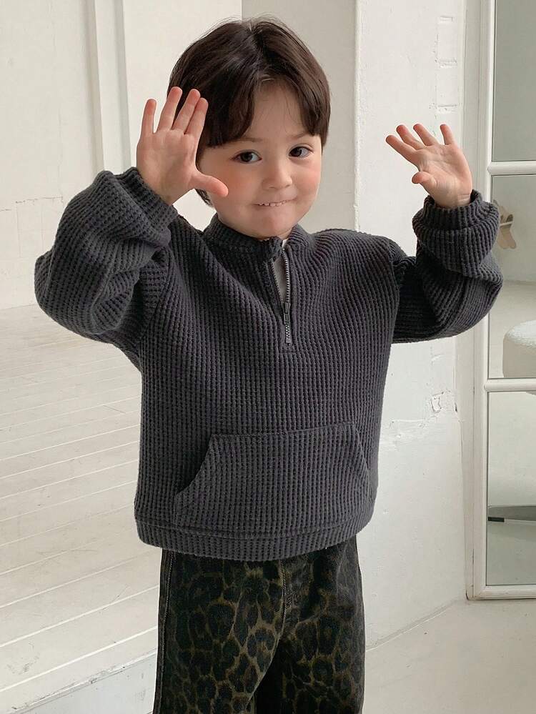 Toddler Boys' Solid Color Crew Neck Long Sleeve Top, Autumn/Winter