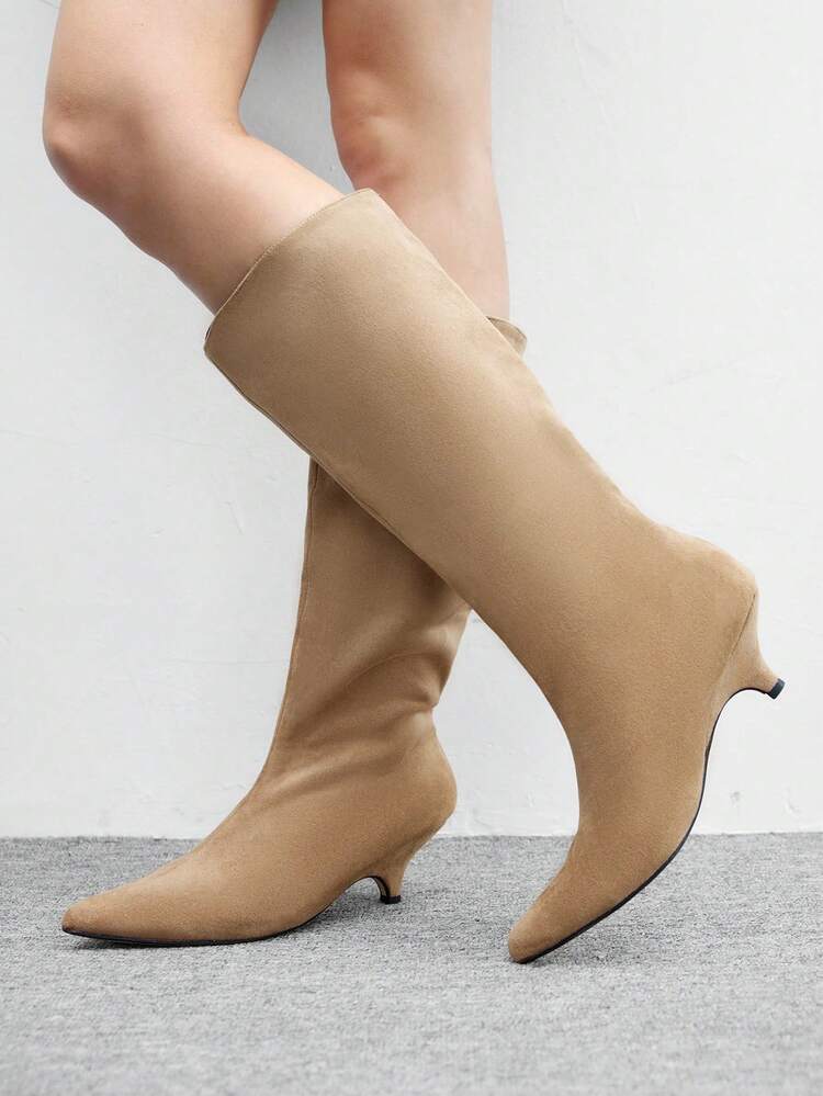 CUCCOO BIZCHIC Women's Fashionable Versatile Commuter Low Heel Knee-High Boots For Christmas