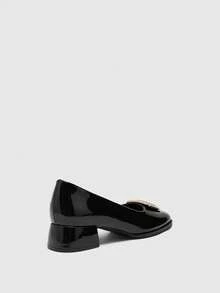 CUCCOO BIZCHIC Les nouveaux talons hauts pour femmes à bout carré avec une conception de boucle sont élégants et polyvalents, convenant aussi bien pour le travail que pour le bureau. - Noir - Voir 4