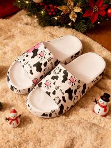 Pantuflas Unisex Eva 2026,Zapatillas Casa Hombre Mujer,Antideslizantes SuavesZapatillas de casa con estampado de vaca, antideslizantes,Sandalias/Chanclas De Casa y/o Exterior De Mujer de Moda Con Diseño De Vaca En Colores Pastel Para Dama,Calzado de casa, Zapatos de Interior y Exterior, Pantuflas de para Mujer Zapatillas de Playa Mujer Chanclas Doradas Mujer, silenciosas y no rozan los pies. - Vaca - Ver 8