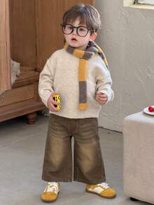 DAZY 男童水洗宽松休闲牛仔裤 - 棕色 - 查看 6