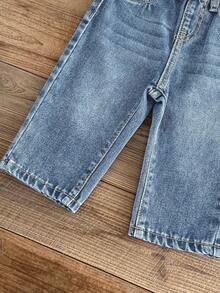 SHEIN LMoss Kids Toddler Boys' Vintage Blue Denim Loose Fit Pants - Light Wash - View 4