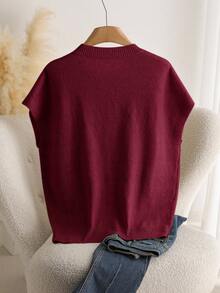 CosyJoli Plus Size Casual Handmade 3D Flower Batwing Sleeve Cardigan - Burgundy - View 2