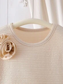 Glamorique Kids Váy dạ hội thanh lịch cho bé gái, cổ tròn đính cườm hoa 3D trang phục Giáng sinh và Halloween, màu đỏ - Rượu sâm banh - Xem 4