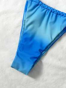 Swim Vcay 2件套渐变随机印花绳饰蓝色海星钢圈比基尼泳衣套装，性感女士夏季度假 - 彩色 - 查看 3