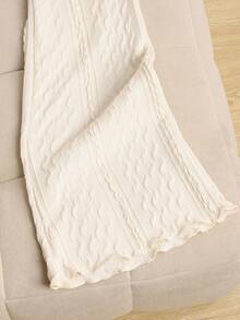 SHEIN Teen Girls Cute Apricot Ruffle Trim Long Sleeve Top And Elastic Waist Flare Pants Co-Ord Set, Autumn/Winter - Apricot - View 4