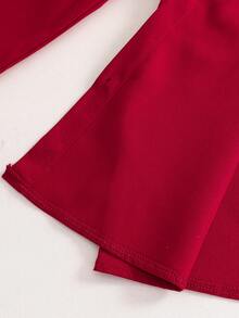 青少年男士绅士风单件红色领休闲短袖衬衫，绅士衬衫，商务优雅校园风，生日派对日常休闲外套，优雅简约，情人节青少年男士长袖衬衫 - 紅色 - 查看 4