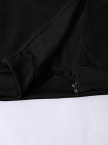 Sparklyn 3pcs/Set Teen GirlCasual Outfit, Including Hooded Zip-Up Sweatshirt With Horse Print, White Tank Top, And Elastic Waist Straight Leg Pants, Autumn - Black - View 6