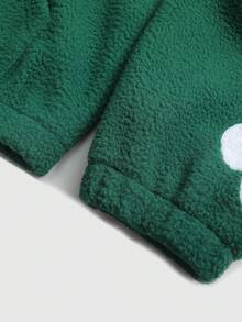 ROMWE MEN Unisex Floral Embroidered Thermal Lined Jacket, Autumn/Winter - Green - View 6