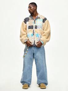 ROMWE MEN Street Life Áo khoác ấm áp in họa tiết hoa vá thời trang mùa đông cho nam - Nhiều màu - Xem 12