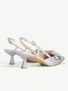 CUCCOO CHICEST 女士优雅派对高跟鞋，饰有3D立体花卉图案 - 銀色 - 查看 9