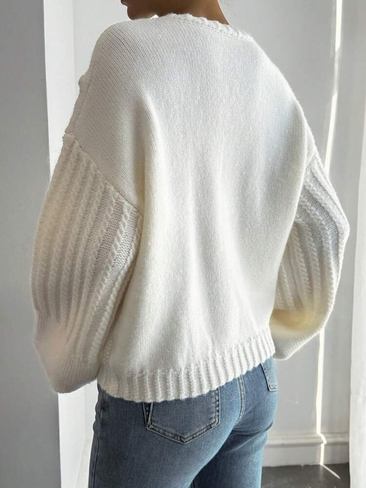 Women's Textured Crew Neck Casual Sweater, Winter