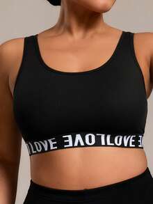 Áo ngực thể thao không dây in chữ cỡ lớn dành cho nữ - màu đen - Xem 5