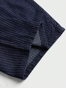 EASEVO Plus Size Men's Striped Pocket Wide Leg Loose Casual Jeans - Blue - View 9