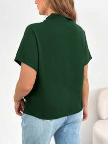 SHEIN Essnce Magliette nere casual, semplici e comode, di stile semplice, adatte per la primavera e l'estate, per uso quotidiano, con maniche corte, di taglia grande, per chiesa e lavoro