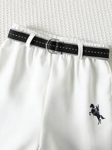 男婴秋冬四件套：蓝白条纹短衬衫、藏青色披肩、白色长裤配提花腰带，休闲百搭，适合生日派对、洗礼、周岁生日庆祝、晚宴、演出、婚礼等场合。 - 彩色 - 查看 5