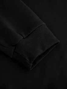 Manfinity Homme 墨夜金色闪光2026情侣长袖衫，新年快乐金色字母圆领上衣，气球星形图案庆祝套头衫，闪亮新年情侣派对时尚单品，男士休闲26周年新年图案圆领卫衣，保暖内衬 - 黑色 - 查看 5