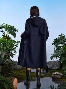 In My Nature 女士纯色连帽户外雨衣 - 藏蓝色 - 查看 5