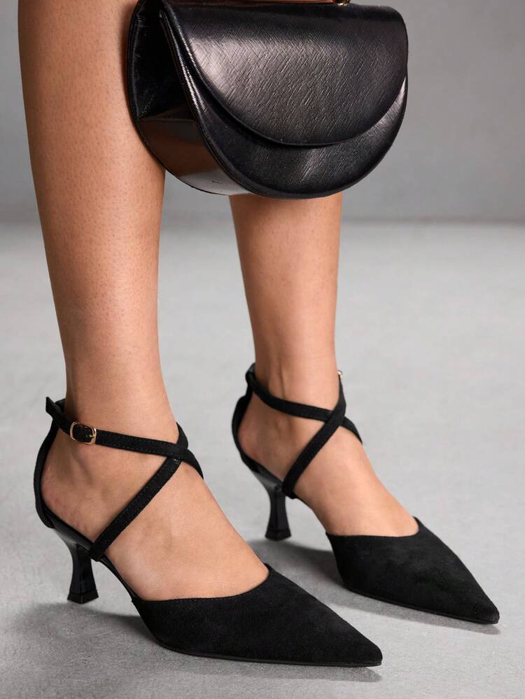CUCCOO SZL Women's Pointed Toe Criss-Cross Strap High Heel Shoes, Suitable For Formal Occasions, Parties, Music Festivals