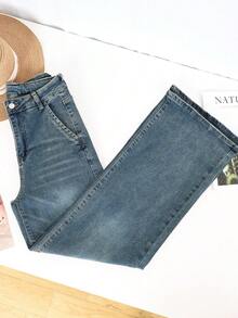 HIMARRI Jeans tiro alto mujer Pantalón mezclilla de mujer Pantalones para mujer outfit vaquero Ropa vaquera Mezclilla mujer Denim pantalones vaqueros pantalones de mujer - Azul - Ver 5