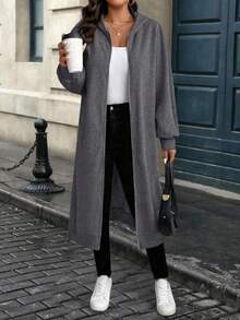 SHEIN PETITE 秋冬款小码女式休闲百搭运动衫 - 深灰色 - 查看 6