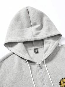 Aesthetic Post--Men's Zipper Front Hoodie And Striped Sweatpants Set, Fall Winter Clothes Mens Sweat Suit Set Designer Sweatsuit Men 2 Piece Set Patched Hoodie Sets Mens Jogger Set - Grey - View 5