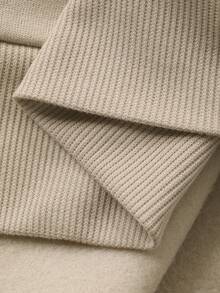 DAZY 女士秋冬保暖内衬圆领宽松套头卫衣，字母刺绣，休闲都市街头风 Y2K - 卡其色 - 查看 7